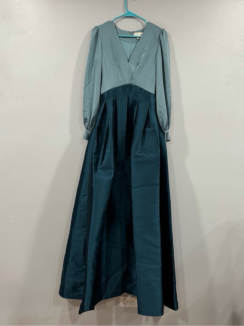 Sachin Babi Zoe Gown Seaglass Deep Teal Sz 0 New No Belt